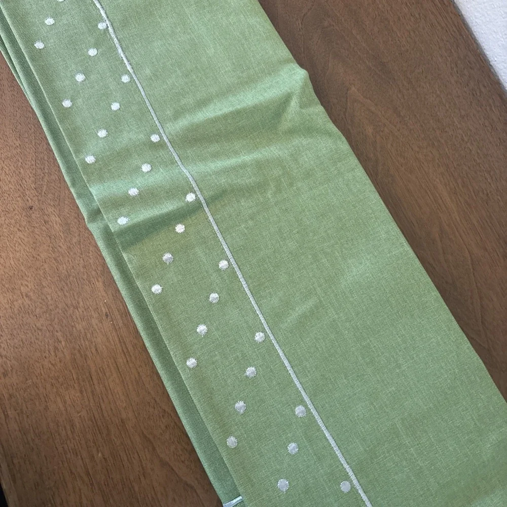 Episode NIP Poly Linen Feel Tablecloth Sage Green Polka Dots Rectangle 60